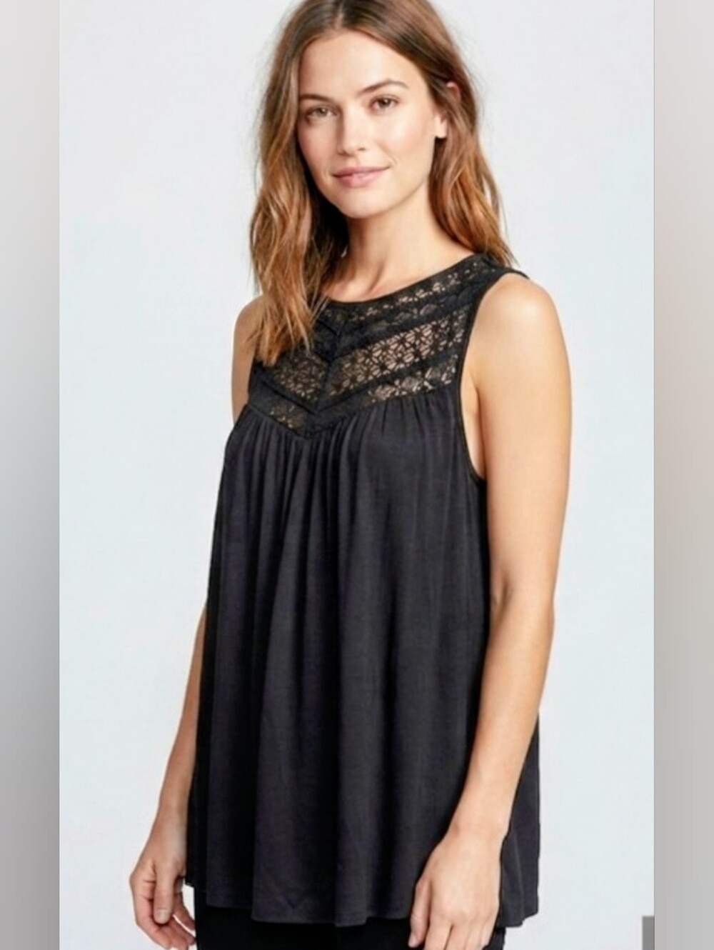 🖤 Adyson Parker Black Lace Chevron Inset Sleeveless Top Size Small S , NWOT 🖤